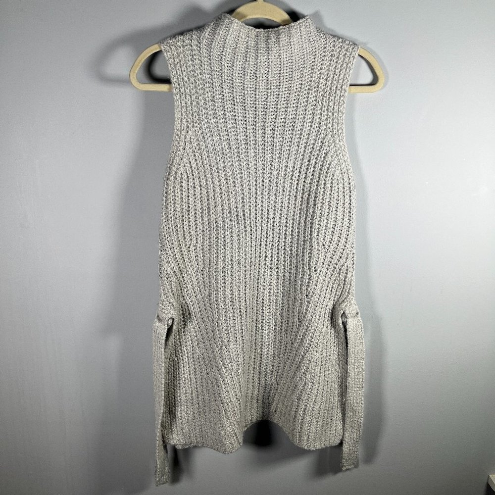 Ann Taylor Luxewear Gray Raised Neck Side Tie Tunic Womens Sweater Size Medium